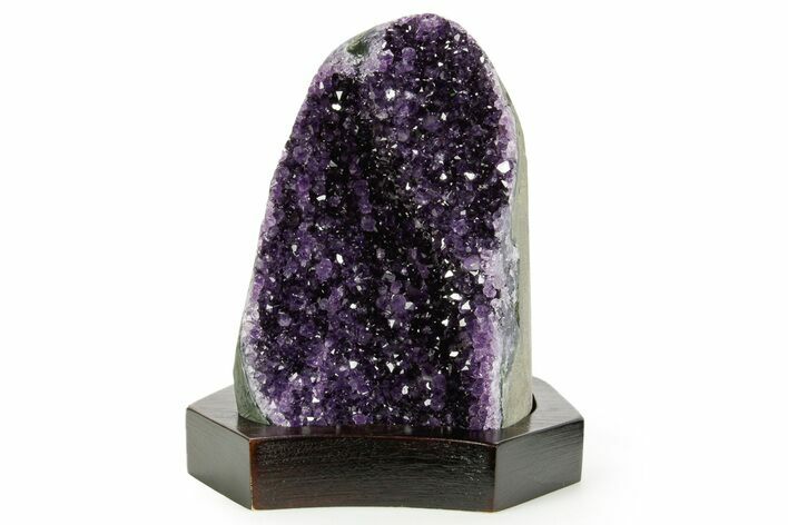 Deep Purple Amethyst Geode With Wood Base - Uruguay #364441